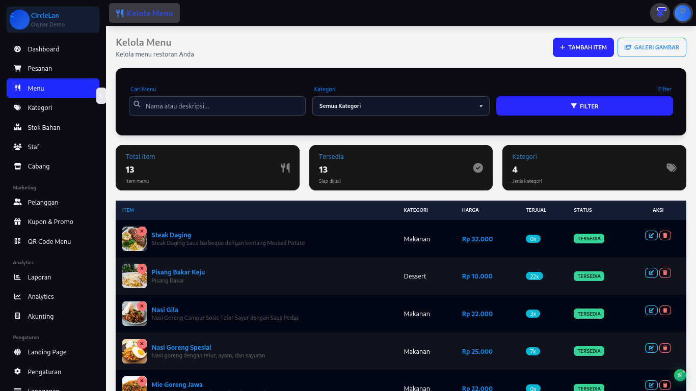 CircleLan POS Dashboard